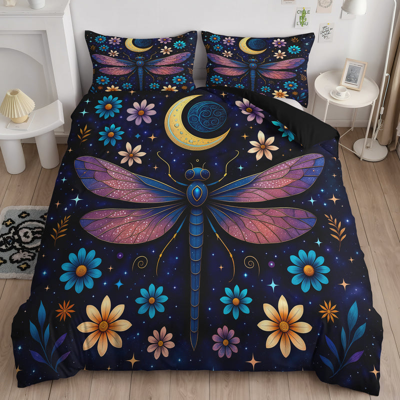Mystical Dragonfly Moon Phase Bedding Set