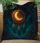 Luna Moth Moon Dreamcatcher Quilt Blanket