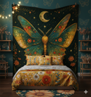 Luna Moth Moon Phase Art Butterfly Quilt Blanket