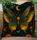 Luna Moth Moon Phase Art Butterfly Quilt Blanket