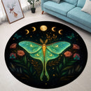 Luna Moth Moon Phase Art Carpet Round Rug