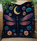 Luna Moth Moon Phase Art Dragonfly Quilt Blanket