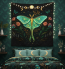 Luna Moth Moon Phase Art Quilt Blanket