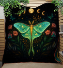 Luna Moth Moon Phase Art Quilt Blanket