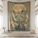Luna Moth Butterfly Flower Woven Throw Blanket