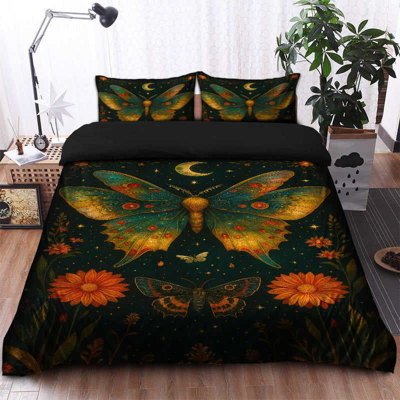 Luna Moth Moon Phase Art Butterfly Bedding Set
