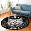 Lunar Phases Cat Moon Carpet Round Rug