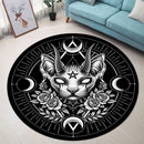 Lunar Phases Gothic Sphynx Cat Carpet Round Rug