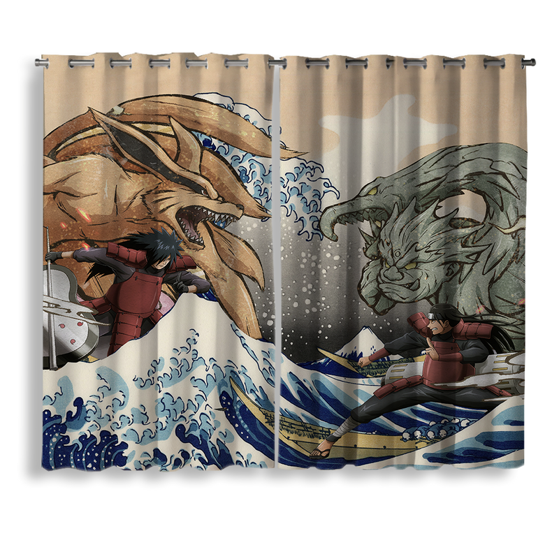 Madara Vs Hashirama The Great Wave Japan Window Curtain