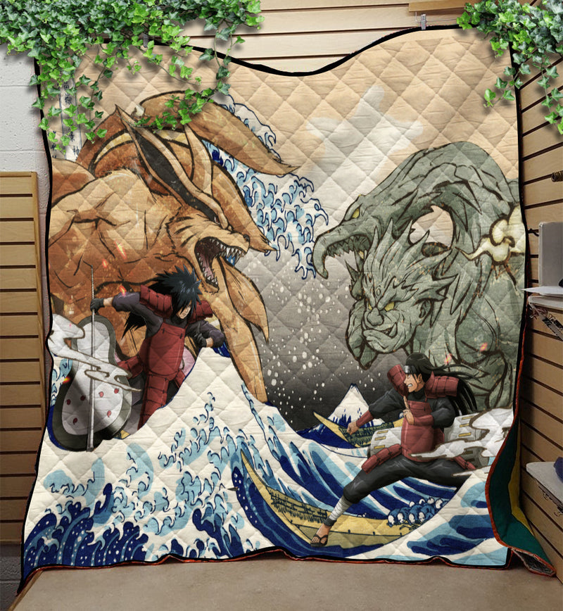 Madara Vs Hashirama The Great Wave Quilt Blanket