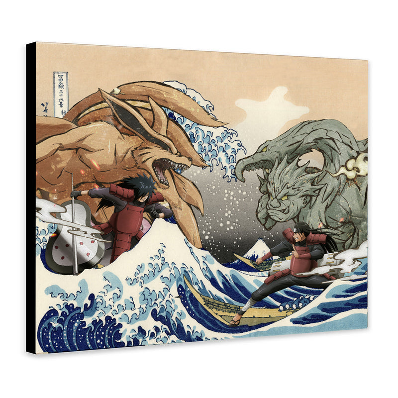 Madara Vs Hashirama The Great Wave Japan - Living Room - Canvas Wall Art - Print - Wall Decor