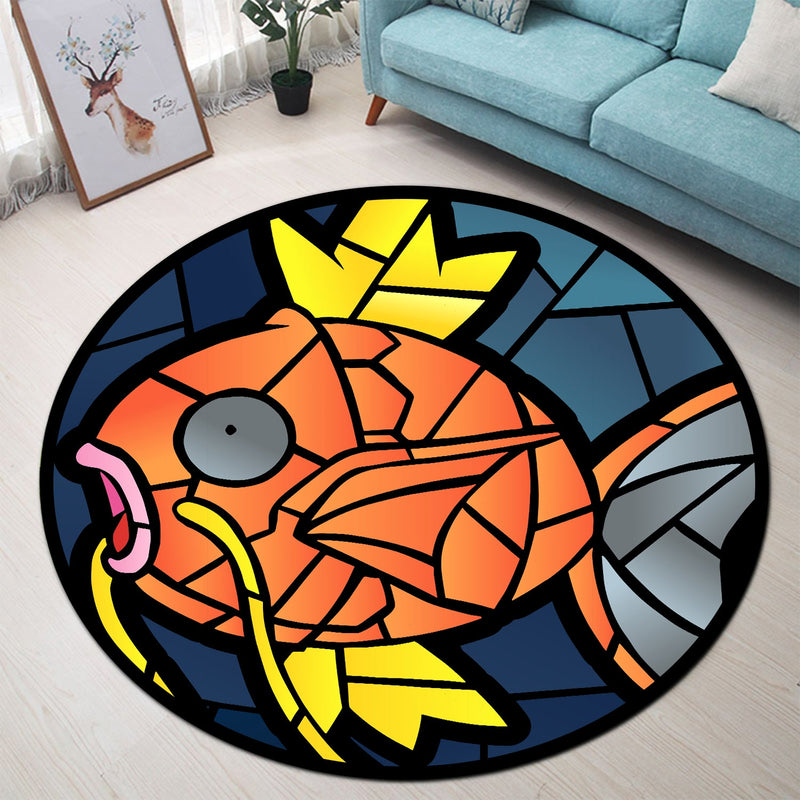Magikarp Pokemon Stained Glass Round Rug