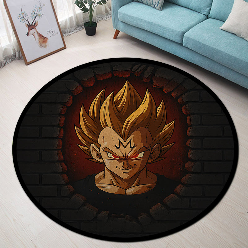 Majin Vegeta Dragon Ball Z Break Wall Round Rug