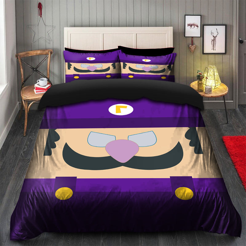 Mario Waluigi Purple Bedding Set Duvet Cover And 2 Pillowcases