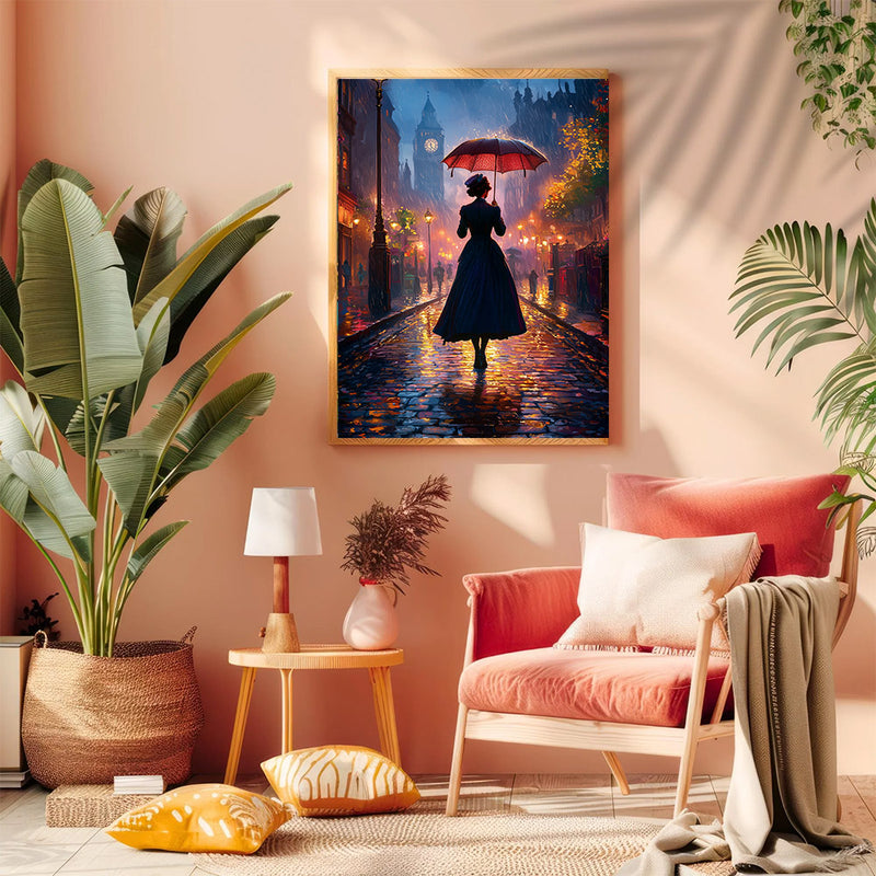 The Woman In The Rain London - Living Room - Canvas Wall Art - Print - Wall Decor