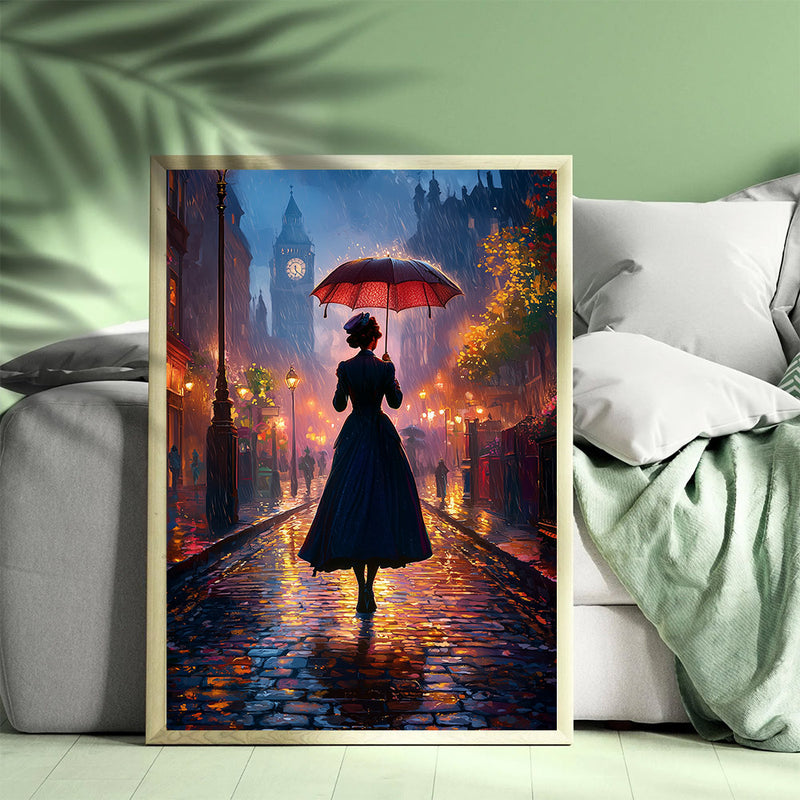 The Woman In The Rain London - Living Room - Canvas Wall Art - Print - Wall Decor