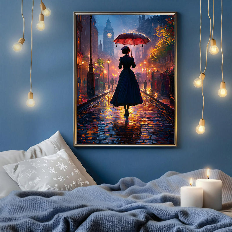 The Woman In The Rain London - Living Room - Canvas Wall Art - Print - Wall Decor