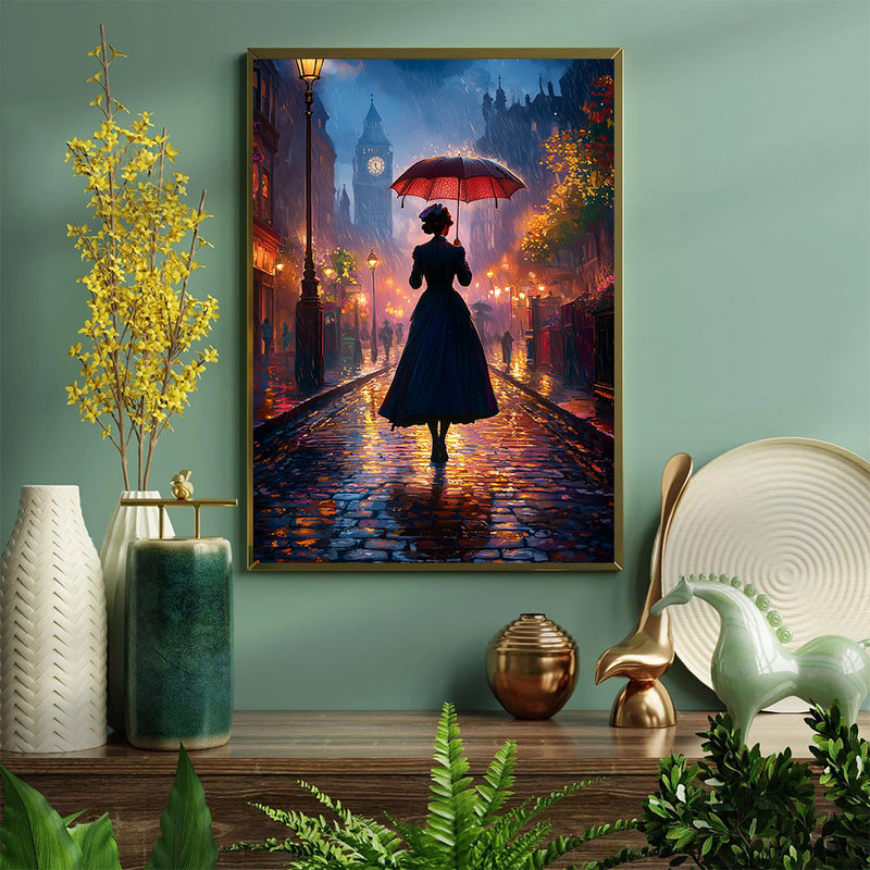 The Woman In The Rain London - Living Room - Canvas Wall Art - Print - Wall Decor