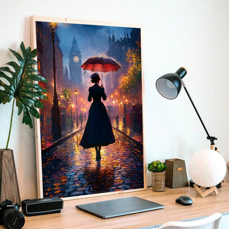 The Woman In The Rain London - Living Room - Canvas Wall Art - Print - Wall Decor