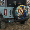 Mary Holding The Infant Jesus Stained Glass Jeep Car Spare Tire Cover