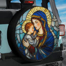 Mary Holding The Infant Jesus Stained Glass Jeep Car Spare Tire Cover