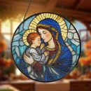 Mary Holding The Infant Jesus Stained Glass Suncatcher
