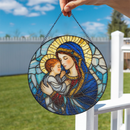 Mary Holding The Infant Jesus Stained Glass Suncatcher