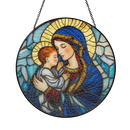 Mary Holding The Infant Jesus Stained Glass Suncatcher