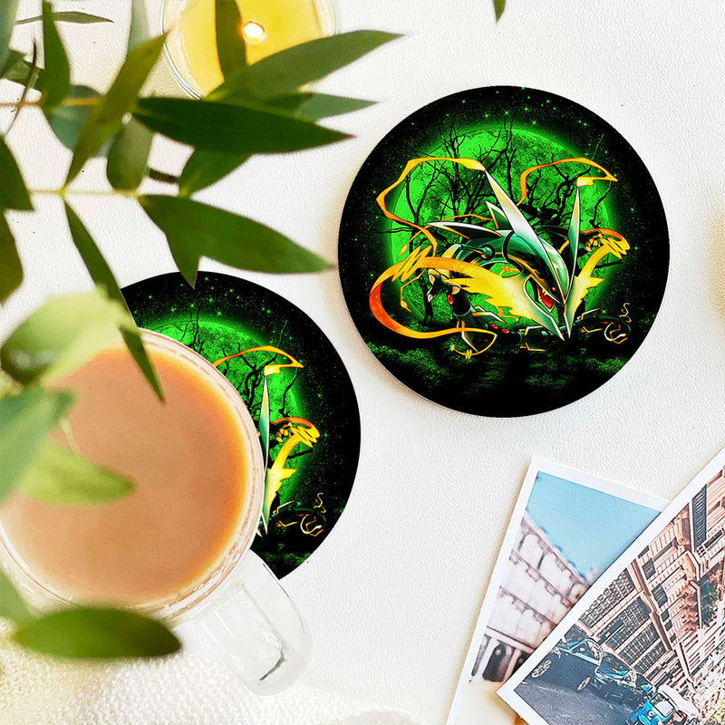 Mega X Rayquaza Moonlight Ceramic Decor Coaster - Gift Idea