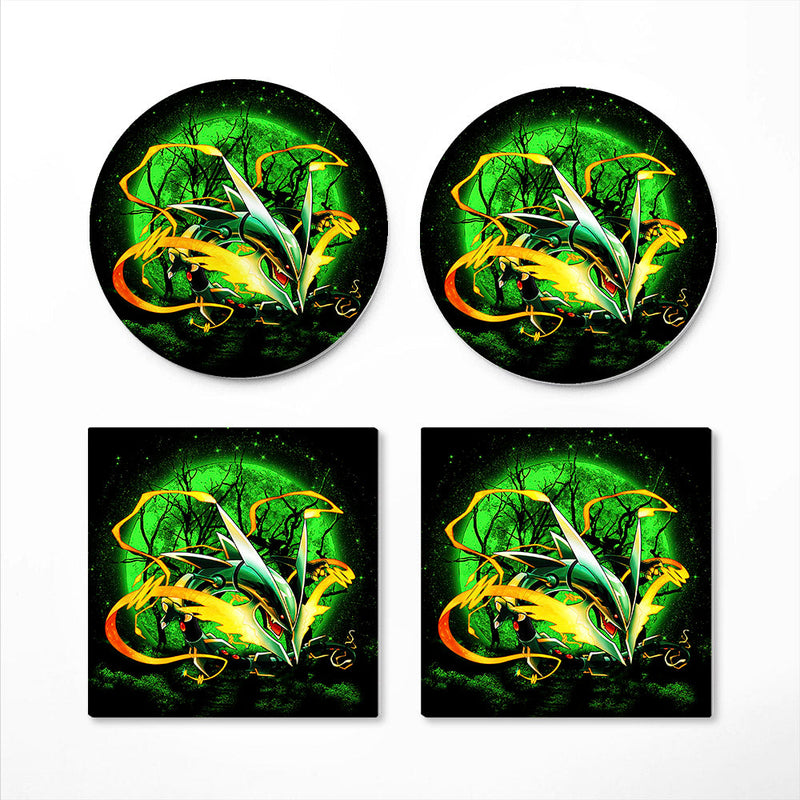 Mega X Rayquaza Moonlight Ceramic Decor Coaster - Gift Idea