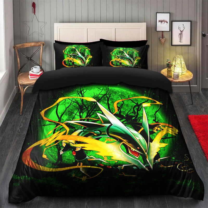 Pokemon Mega Rayquaza Moonlight Bedding Set Duvet Cover And 2 Pillowcases Nearkii