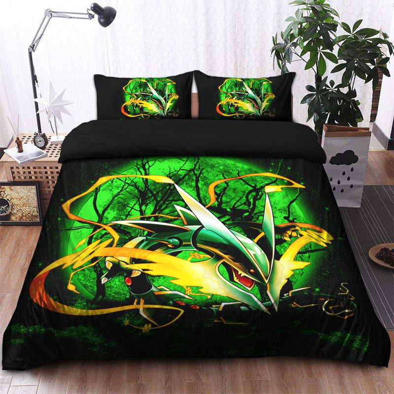 Pokemon Mega Rayquaza Moonlight Bedding Set Duvet Cover And 2 Pillowcases Nearkii