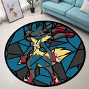 Mega Lucario Pokemon Stained Glass Round Rug