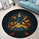 Mega Lucario Pokemon Stained Glass Round Rug
