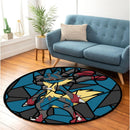 Mega Lucario Pokemon Stained Glass Round Rug