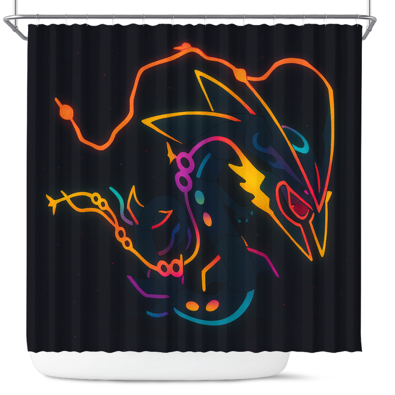 Mega Rayquaza Pokemon Neon Shower Curtain