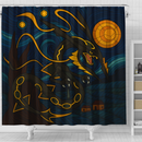 Mega Rayquaza Pokemon Starry Night Stained Glass Shower Curtain
