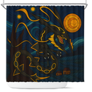 Mega Rayquaza Pokemon Starry Night Stained Glass Shower Curtain