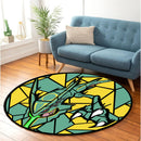 Mega Rayquaza Pokemon Stained Glass Round Rug