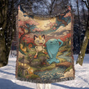Meowth Wobbuffet Pokemon Woven Throw Blanke
