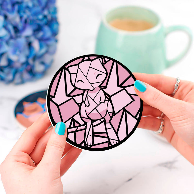 Meow Pokemon Stained Glass Decor Coaster - Gift Idea