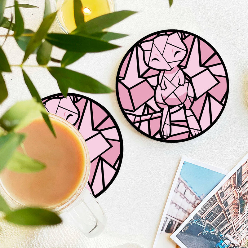 Meow Pokemon Stained Glass Decor Coaster - Gift Idea