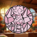 Mew Pokemon Stained Glass Suncatcher