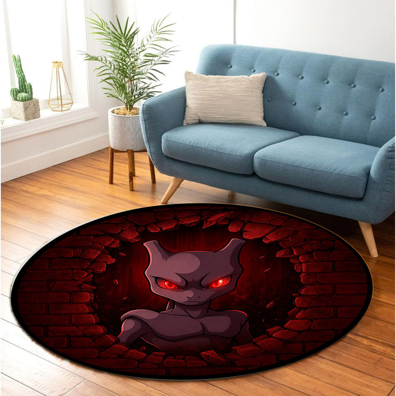 Mewtwo Skeleton Rug Mewtwo Pokemon Break Wall Round Rug