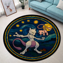 Mewtwo vs Mew Pokemon Starry Night Round Rug