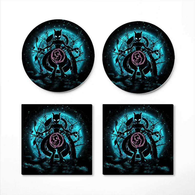 Mewtwo Moonlight Ceramic Decor Coaster - Gift Idea