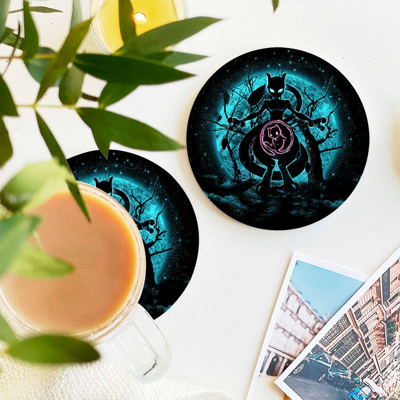 Mewtwo Moonlight Ceramic Decor Coaster - Gift Idea