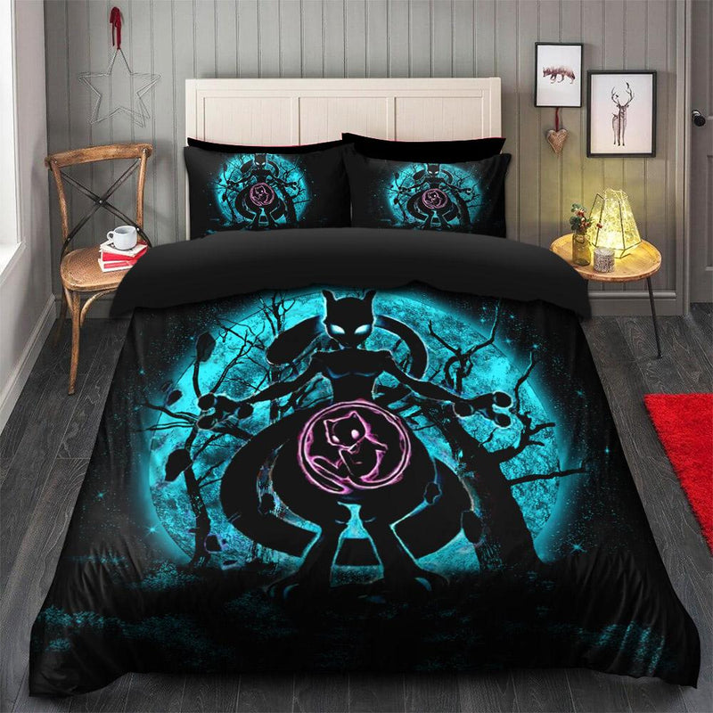 Pokemon Mewtwo And Mew Moonlight Bedding Set Duvet Cover And 2 Pillowcases Nearkii