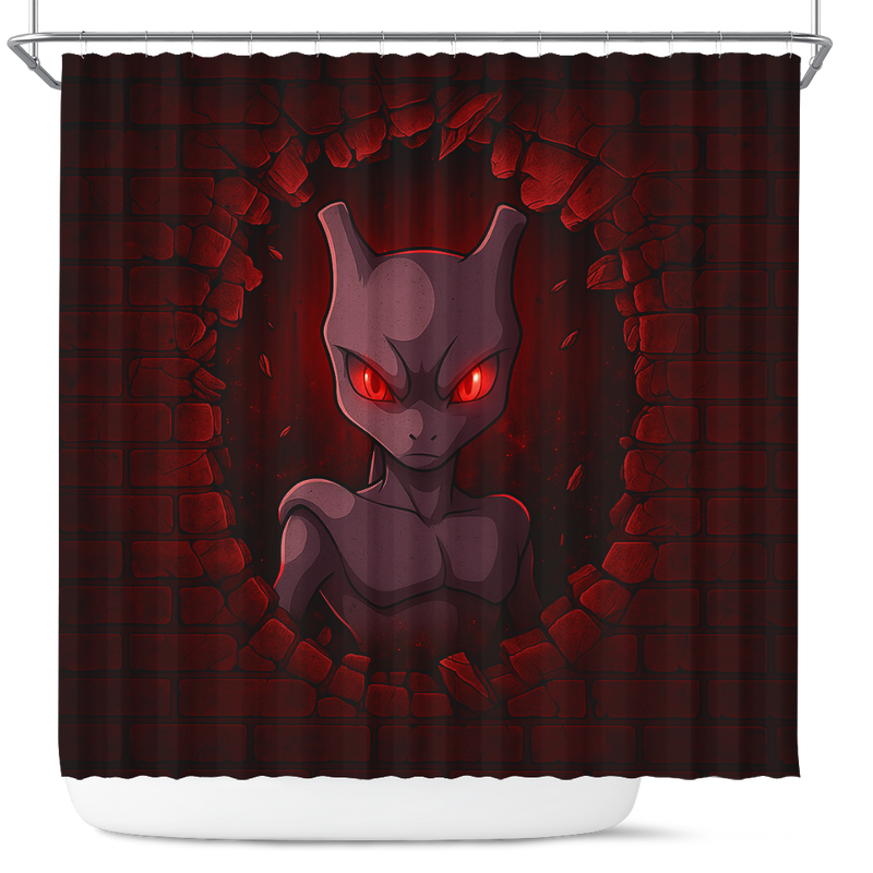 Mewtwo Pokemon Break Wall Shower Curtain