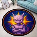 Mewtwo Pokemon Stained Glass Round Rug